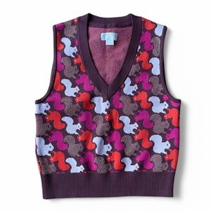 RARE Maeve Anthropologie Sweater Vest. Fun sparkly squirrel pattern! Size XS-S